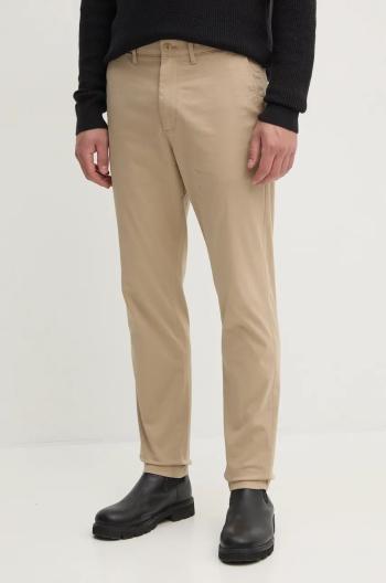 Nohavice Tommy Hilfiger pánske, béžová farba, rovné, MW0MW36708