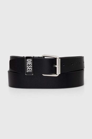 Kožený opasok Diesel B-GLOSSY LOOP BELT pánsky,čierna farba,X09797.PR227