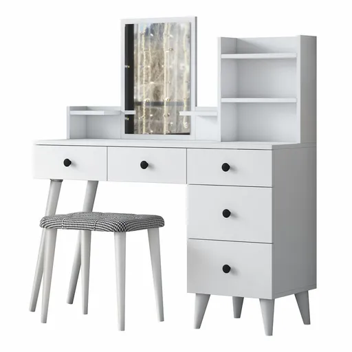 Kozmetický stolík Bela White so stoličkou