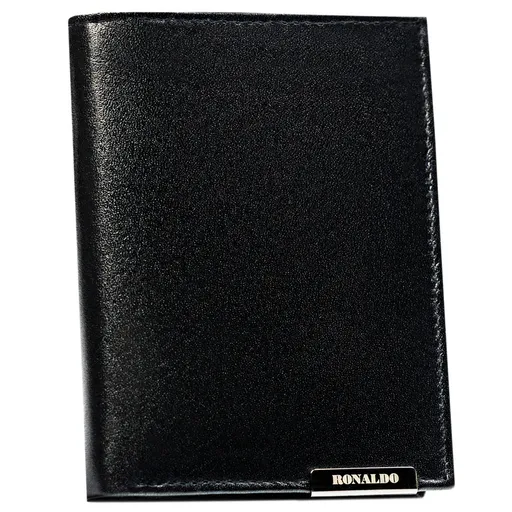Vertikálna pánska peňaženka z pravej kože v čiernej farbe bez vonkajšej spony - Ronaldo