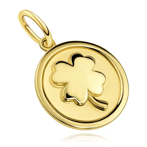 Zlatý prívesok 9K kruh so štvorlístkom pre šťastie