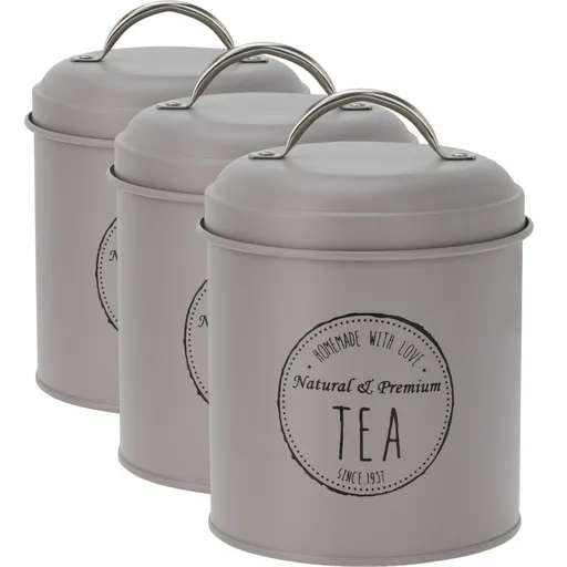 Excellent Houseware Súprava plechových dóz na potraviny 11 x 16 cm, 3 ks, hnědá, S