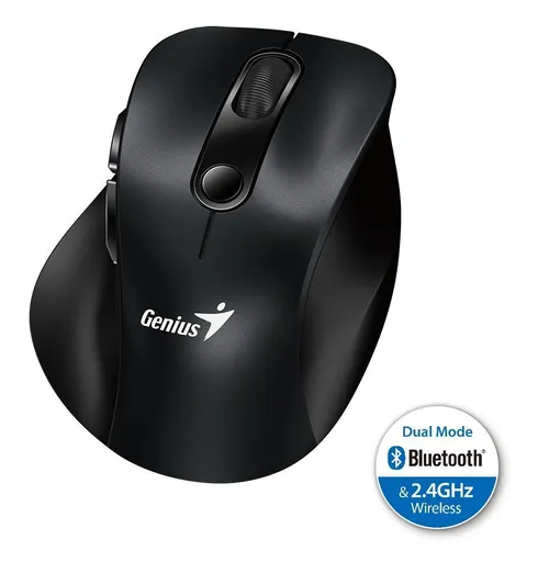 Genius Ergo 9000S, Myš, bezdrôtová, optická, 2400DPI, 6 tlačidiel, Bluetooth, 2.4GHz, USB, čierna