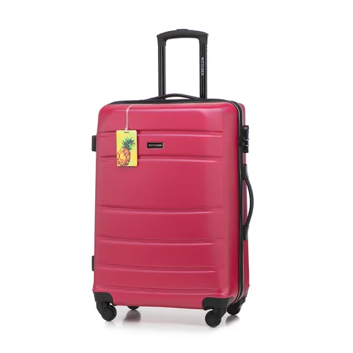 Stredný kufor z ABS s menovkou, ružový 56-3A-652-34Z