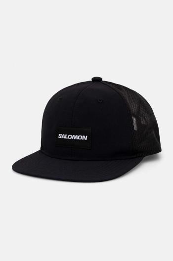 Šiltovka Salomon TRUCKER FLAT CAP čierna farba, s nášivkou, LC1895000