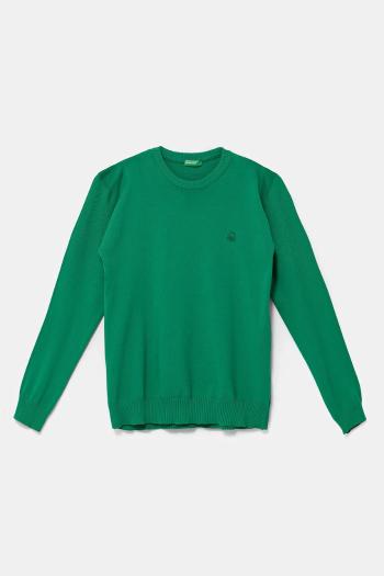Detský bavlnený sveter United Colors of Benetton zelená farba, tenký, 1098C107W