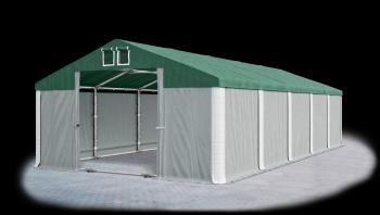Garážový stan 4x6x2m strecha PVC 560g/m2 boky PVC 500g/m2 konštrukcia ZIMA PLUS Zelená Šedá Biela