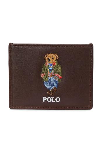 Kožené puzdro na karty Polo Ralph Lauren hnedá farba, 405964517
