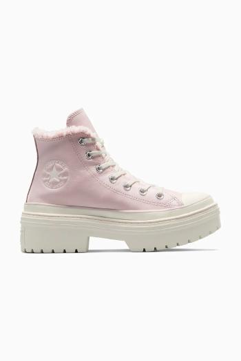 Kožené tenisky Converse Chuck Taylor All Star Lugged Heel dámske, ružová farba, A09346C