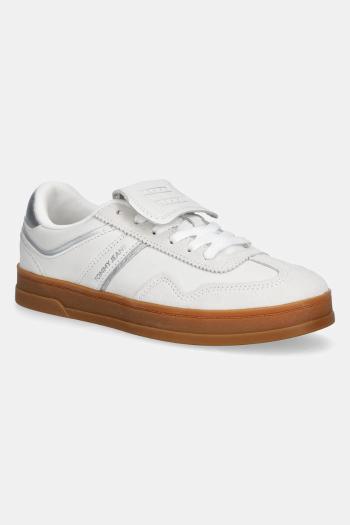 Kožené tenisky Tommy Jeans THE GREENWICH FLAP dámske, biela farba, EN0EN02715