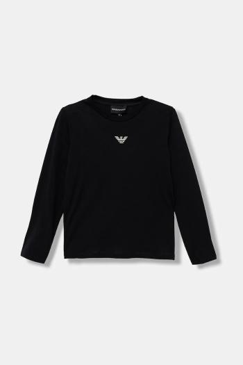Detská bavlnená košeľa s dlhým rukávom Emporio Armani tmavomodrá farba, s potlačou, EB000420 AF15013