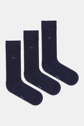 Ponožky Calvin Klein 3-pak tmavomodrá farba, 701234208