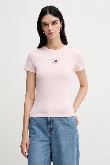 Tričko Tommy Jeans dámske, ružová farba, DW0DW20316