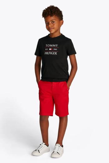Detské bavlnené tričko Tommy Hilfiger čierna farba, s potlačou, KB0KB09538