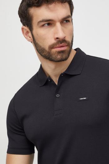 Bavlnené polo tričko Calvin Klein čierna farba, jednofarebné, K10K111657