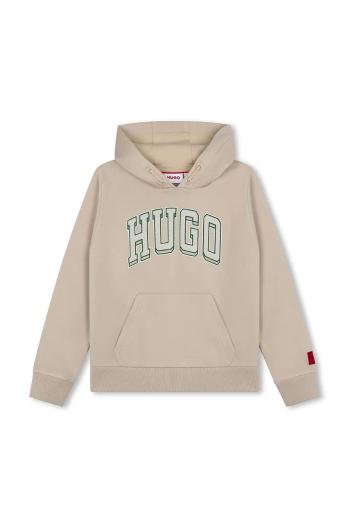 Detská mikina HUGO béžová farba, s kapucňou, s potlačou, G00161