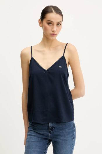 Blúzka Tommy Jeans tmavomodrá farba, jednofarebná, DW0DW20604
