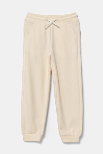 Detské tepláky Tommy Hilfiger béžová farba, jednofarebné, KG0KG08325