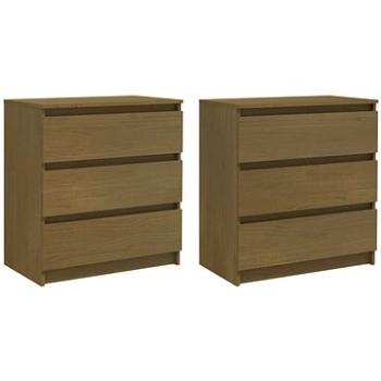 SHUMEE Nočné stolíky 2 ks medovo hnedé 60 × 36 × 64 cm masívna borovica, 3093550