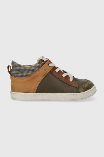 Detské kožené poltopánky Pom D'api MOUSSE ZIP TREK zelená farba