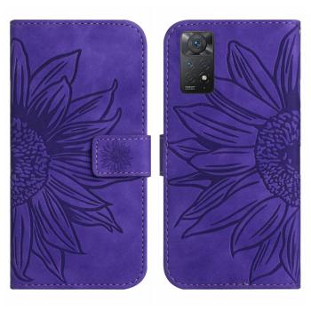 ART SUNFLOWER Peňaženkový obal so šnúrkou pre Xiaomi Redmi Note 11 / Note 11S tmavofialový