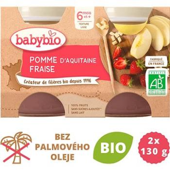 BABYBIO, Jablko, jahoda, 2× 130 g (3288131510934)