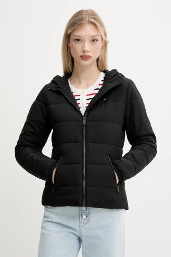 Bunda Tommy Jeans čierna farba, prechodná, DW0DW20959