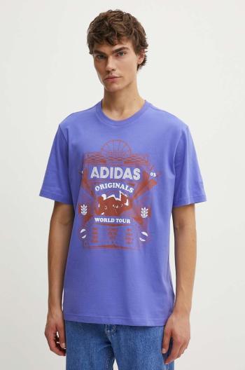 Bavlnené tričko adidas Originals pánske, fialová farba, s potlačou, IZ2584