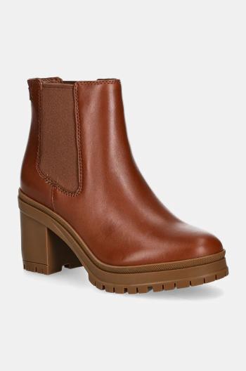 Kožené topánky chelsea Lauren Ralph Lauren Cailie dámske, hnedá farba, na podpätku, 802937825002