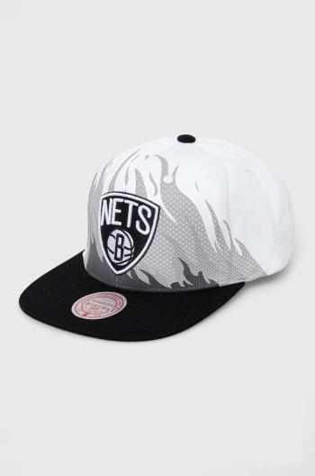 Bavlnená šiltovka Mitchell&Ness BROOKLYN NETS biela farba, vzorovaná