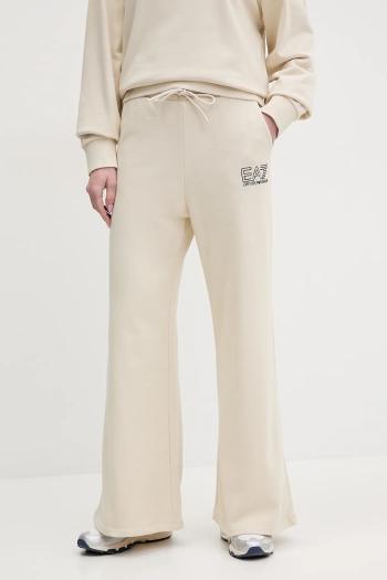 Tepláky EA7 Emporio Armani dámske, béžová farba, s potlačou, AF12473.7W000106