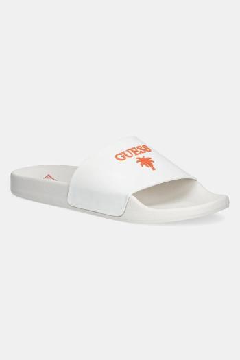 Šľapky Guess SLIDES PALMA pánske, biela farba, F5GZ05 BB00F