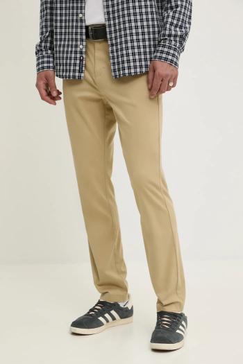 Nohavice Tommy Jeans pánske, béžová farba, priliehavé, DM0DM20282