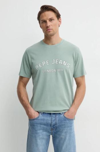 Bavlnené tričko Pepe Jeans ALDRIDGE pánske, zelená farba, s potlačou, PM509628