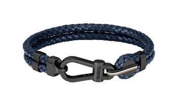 Hugo Boss Štýlový dvojitý náramok z tmavo modrej kože 1580701 19 cm