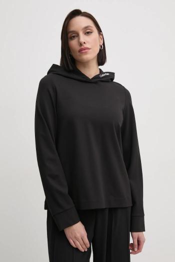 Mikina Calvin Klein Jeans dámska, čierna farba, s kapucňou, jednofarebná, J20J224722