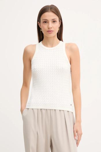 Bavlnená vesta Tommy Hilfiger biela farba, WW0WW45706