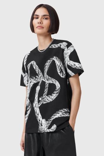 Bavlnené tričko AllSaints HALYARD dámske, čierna farba, W153JC