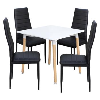 Jedálenský stôl UNO 80x80 biely + 4 stoličky SIGMA čierne