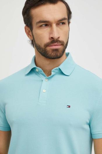 Polo tričko Tommy Hilfiger pánsky,tyrkysová farba,jednofarebný,MW0MW17771