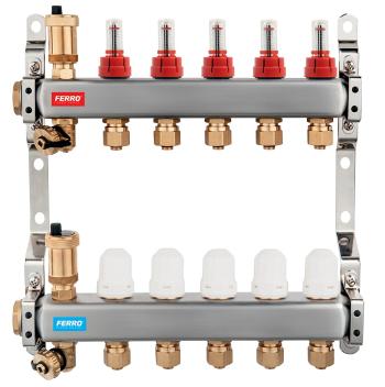 NOVASERVIS - ROZDEĽOVAČ s term. ventilmi, reg. s prietok. mech. 6 okruhov SN-RZP06S