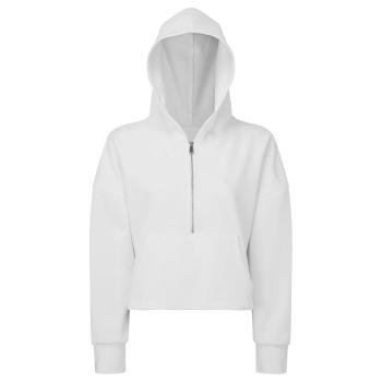 TriDri® Dámska mikina s 1/2 zipsom a kapucou - Biela | L/XL