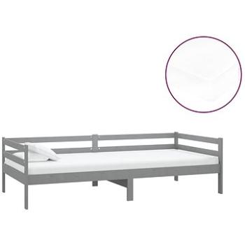 Shumee, váľanda s matracom, 90 × 200 cm, sivá, masívne borové drevo, 3083576