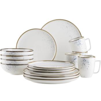 Mäser 16-dielna súprava riadu Pintar White modré bodky