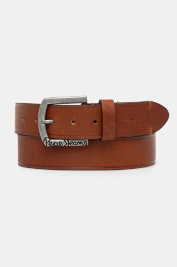 Kožený opasok Pepe Jeans MOSS BELT pánsky, hnedá farba, PM021026