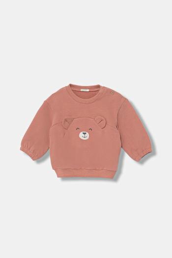 Mikina pre bábätká United Colors of Benetton oranžová farba, s nášivkou, 3MDSA1061
