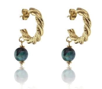 Marc Malone Módne pozlátené náušnice Grace Green Earrings MCE23004G