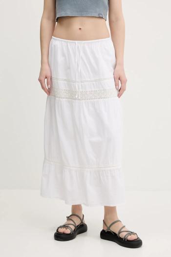 Bavlnená sukňa Hollister Co. biela farba, maxi, rovný strih, KI343-5038