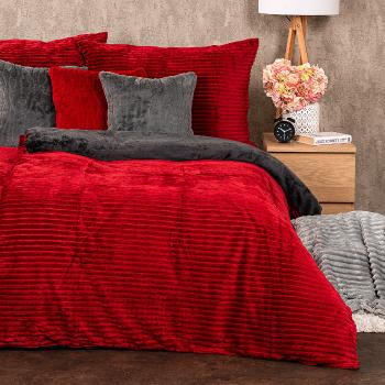 4Home Stripe mikroflanel ágyneműhuzatbordó, 140 x 200 cm, 70 x 90 cm, bordó