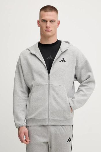 Mikina adidas Future Icons šedá farba, s kapucňou, melanžová, JD4945